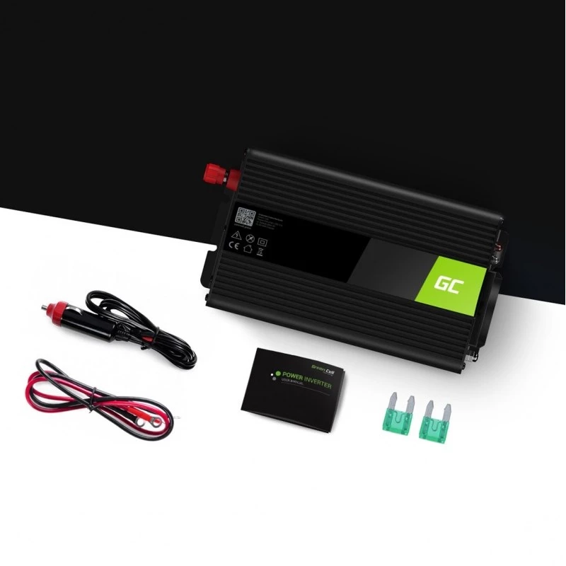 Car Power Inverter Green Cell INV01DE 300W DC‑to‑AC, 12V to 230V, 1×USB, LED, active cooling