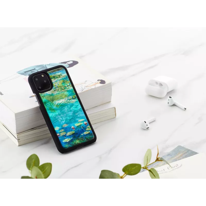 Smartphone case iKins for iPhone 11 Pro — water lilies design, black