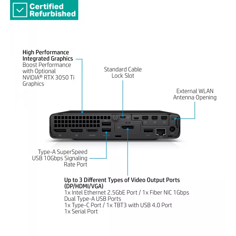 RENEW SILVER HP Elite 800 G9 Mini - i5-14500T, 16GB, 512GB SSD, USB Mouse, Win 11 Pro, 1 years