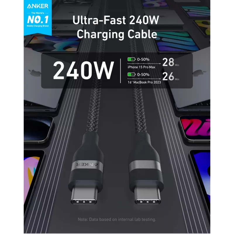 USB-C to USB-C cable Anker A82E2 — USB 2.0, 1.8 m, black