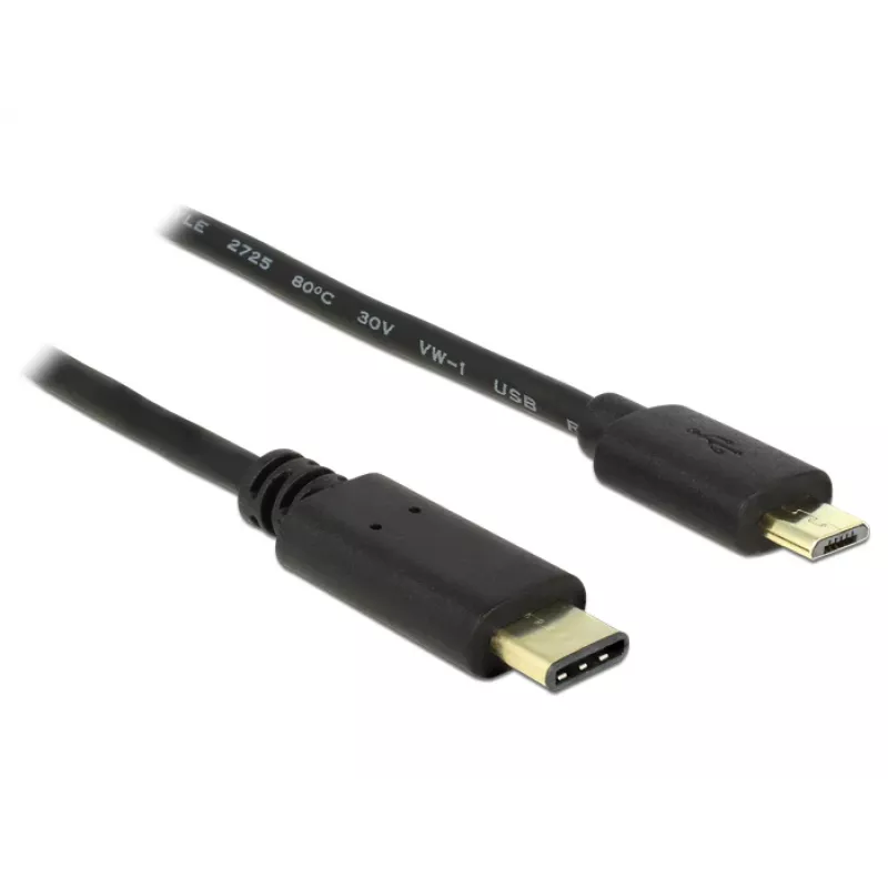 USB Cable DeLOCK 2m USB2.0-C USB2.0 Micro-B Black