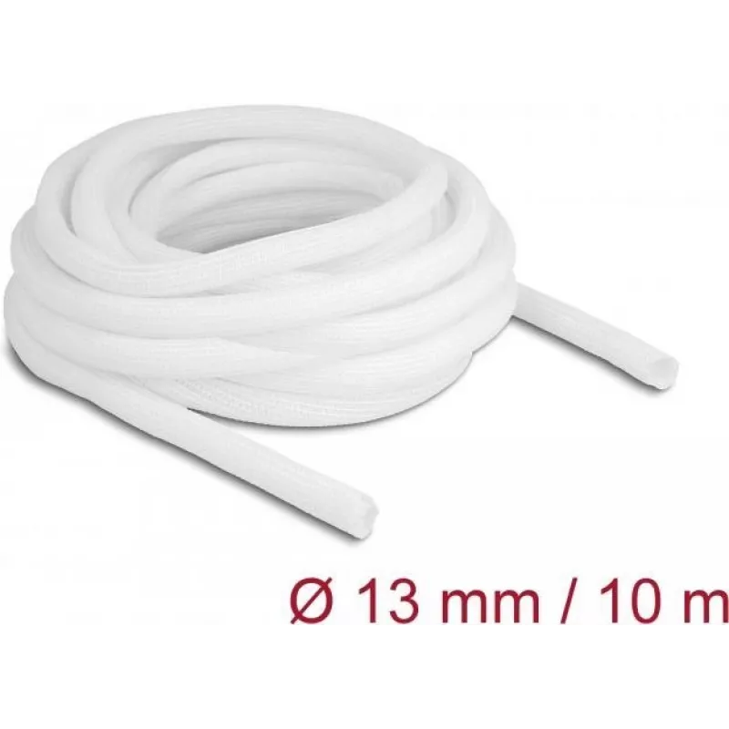 Braided Sleeve DeLOCK 20813 10 m x 13 mm white