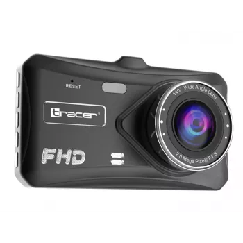 Dashcam TRACER 4TS Full HD dual-channel dash camera, 2 MP main, 0.4 MP interior, 140°/60° angles, 4 inch IPS display, 150 mAh battery, aluminium body, parking assist