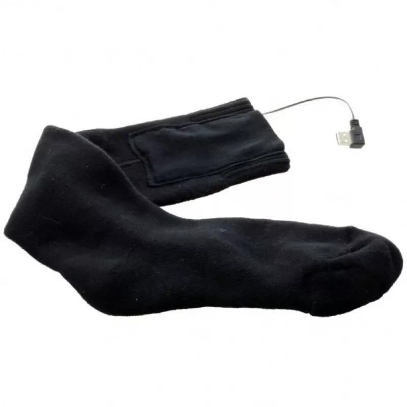 Athletic socks Glovii GQ2M with integrated heating element, size M, black, breathable, cotton-elastane blend