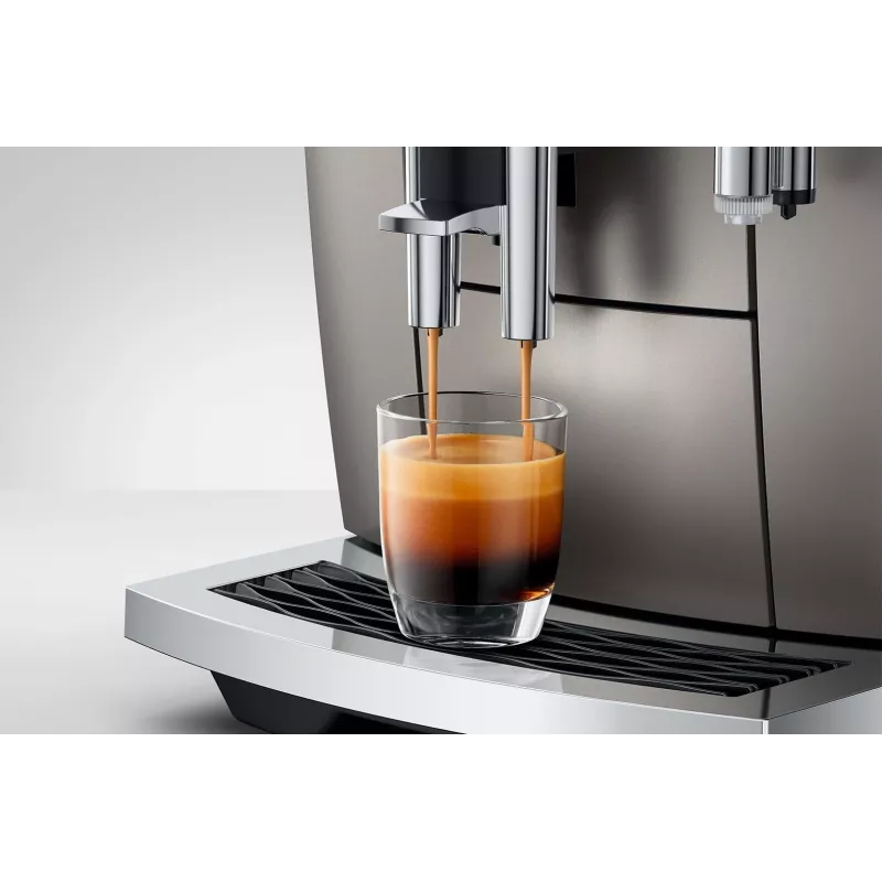 Espresso machine JURA E8 Fully-auto 1.9 L Silver — 15 bar, 3.5 inch display, grinder, milk frother