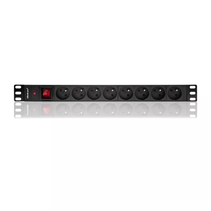 Qoltec 53996 Power strip for RACK 19 | 1U | 16A | PDU | 8xFRENCH | 2m
