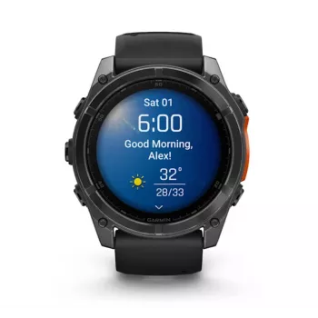 Smartwatch GARMIN Fenix 8 — 51 mm titanium case, AMOLED 1.4 inch, GPS, 32 GB, 10 ATM, silicone strap