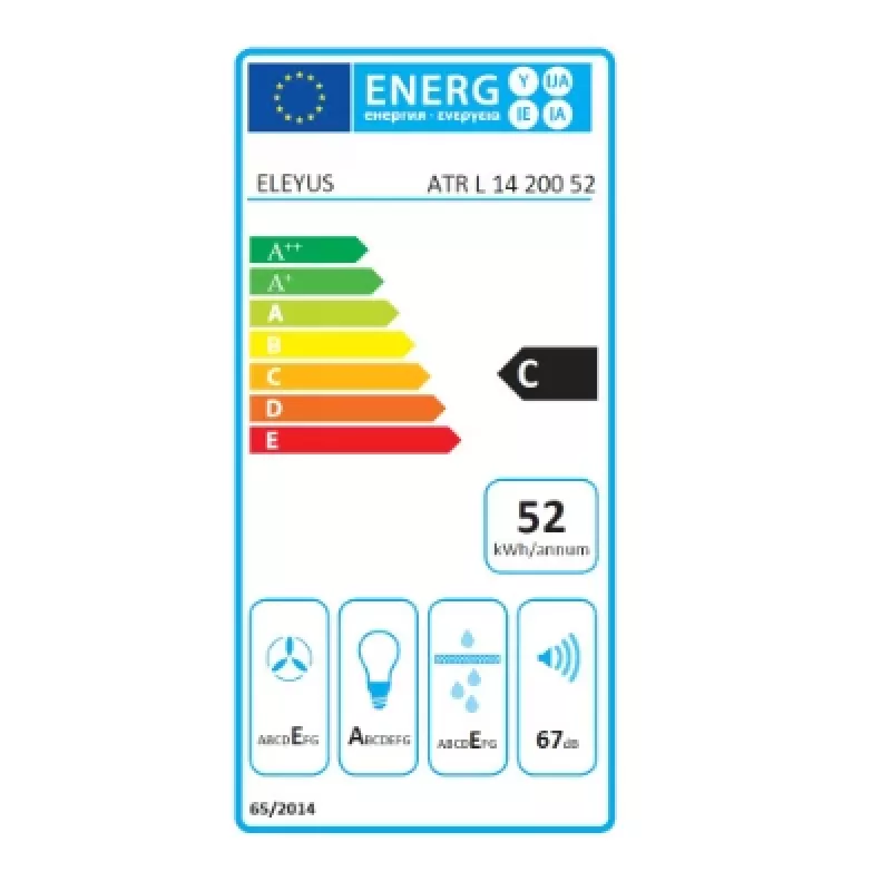 ELEYUS HOOD ATR L 14 200 52 BL Built under Black 52 cm 424 m3/h