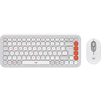 Keyboard and Mouse Combo Logitech POP Icon Combo — Mini Bluetooth QWERTZ keyboard, US International/German layout, Orange/White, mouse included