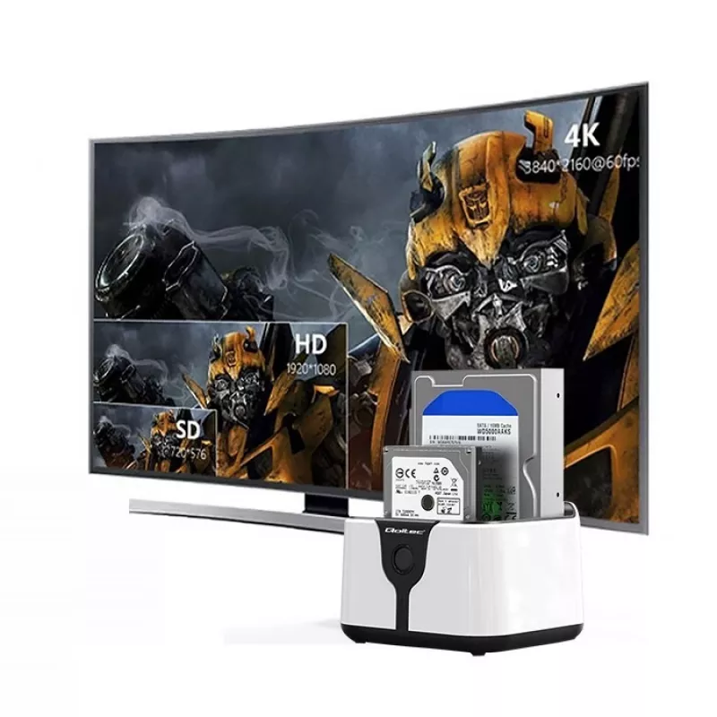 Qoltec 50309 HDD SSD 2.5 3.5 docking station | SATA III | USB 3.0 | Super speed 5Gb/s | with Clonning function