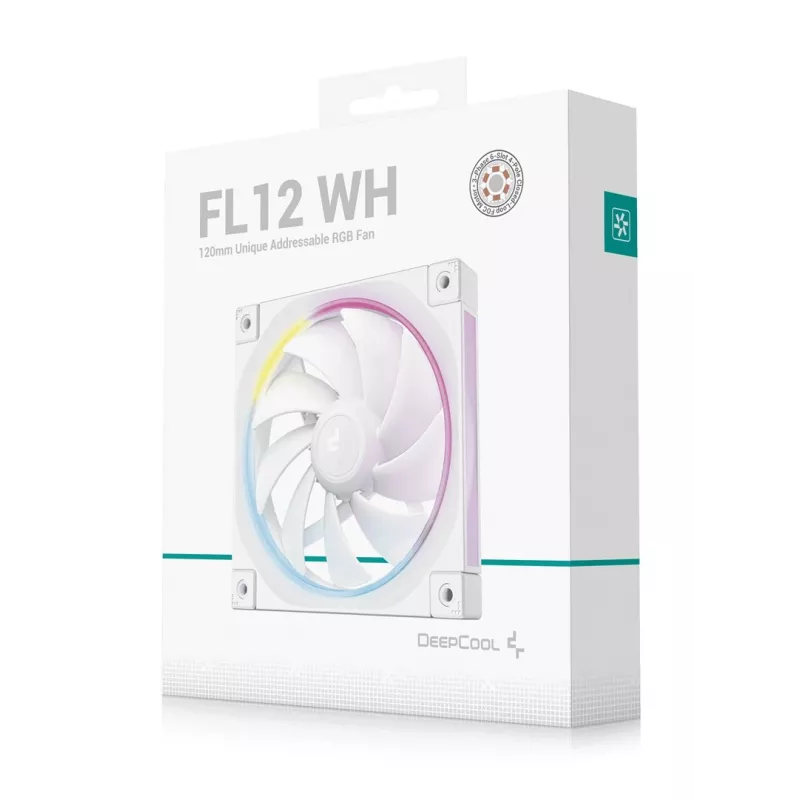 120 mm White PC Case Fan DeepCool FL12 WH, 2150 RPM, PWM, 55 CFM, 32 dB, FDB, 4-pin