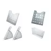 helit Brochure Holder, DIN A4 Portrait, Grey-transparent for wall mounting or desktop use, continuously expandable (H6102508)