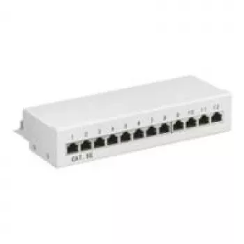 Wentronic Goobay CAT 5e Mini/Desktop Patch Panel, 12 Port, Grey - STP Shielded, Grey (93041)