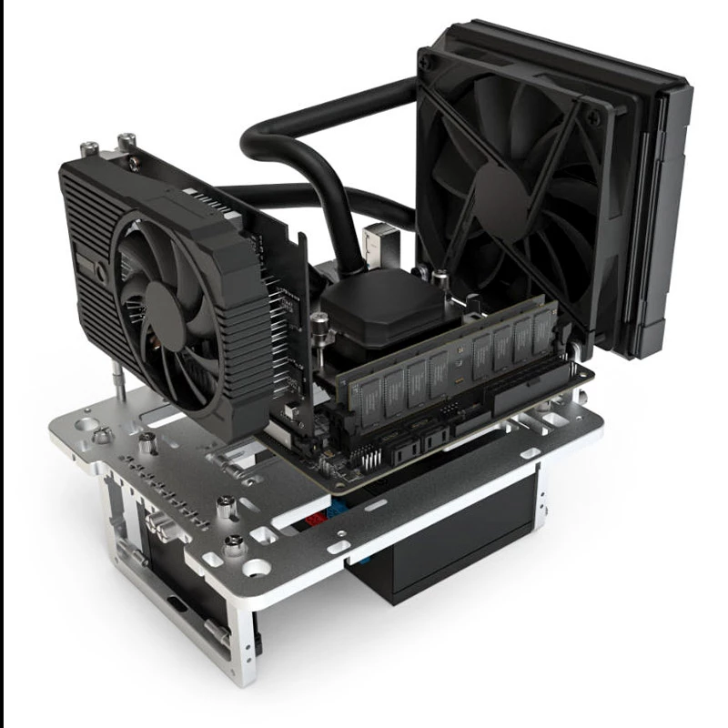 Mini benchtable case Streacom BC1 Mini V2 silver — compact open-frame chassis