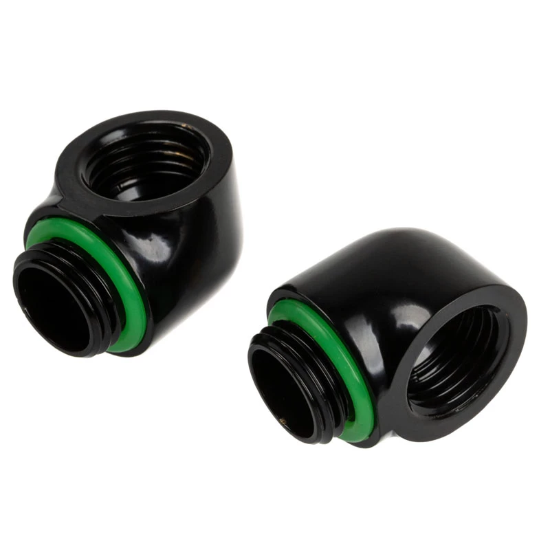 Adapter 90° G1/4 inch male to G1/4 inch female, BitsPower Touchaqua, 2-pack, black