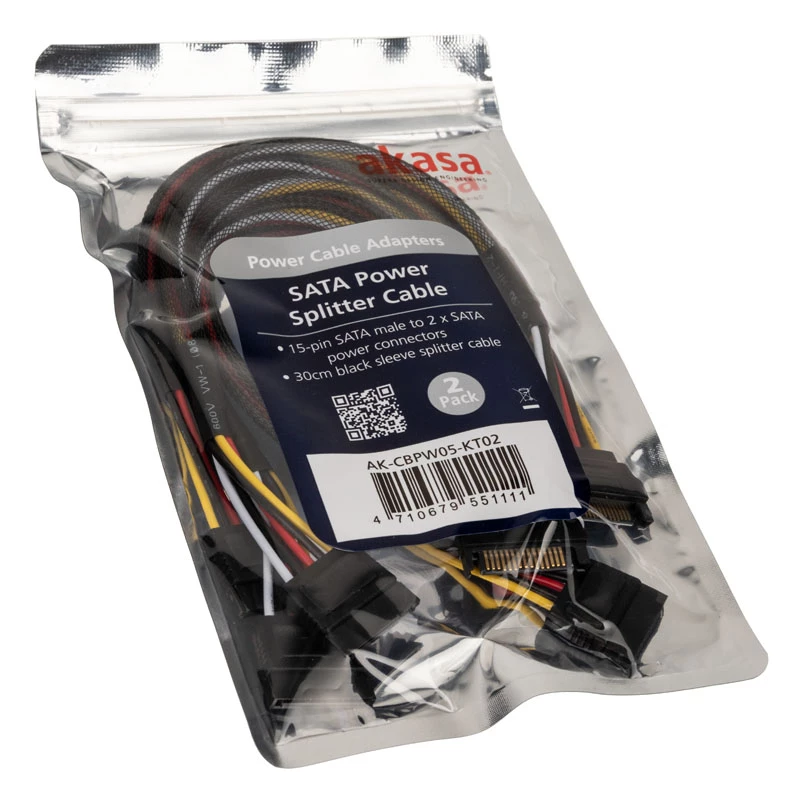 Akasa SATA power Y-cable - 30cm 2-Pack - Cable - Digital/Data