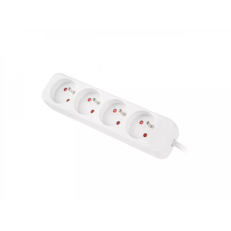 Power strip 1.5m, white, 4 sockets, cable made of solid copper