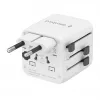 Universal travel power adapter GEMBIRD TPA-INT-01-W — input 100–250V, Type G plug, compact dimensions 84×56×85 mm