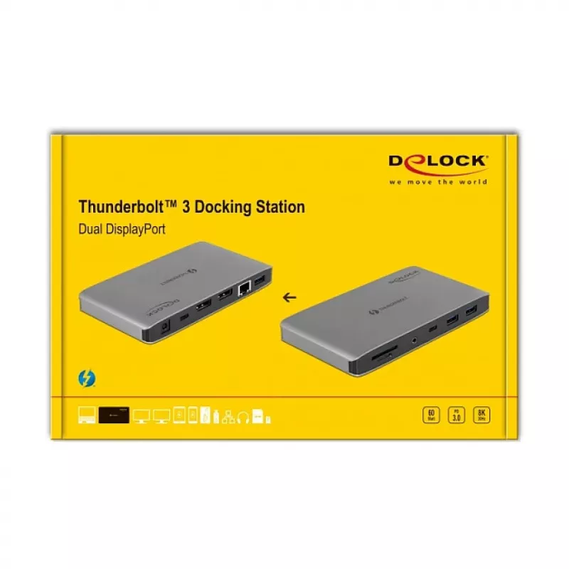 Docking Station DeLOCK Thunderbolt 3 8K Dual DisplayPort USB LAN SD Audio PD 3.0