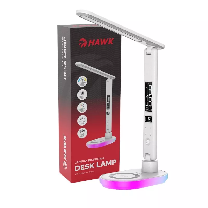 Table lamp Hawk HW-LAMP03 White RGB — adjustable LED desk lamp with RGB lighting