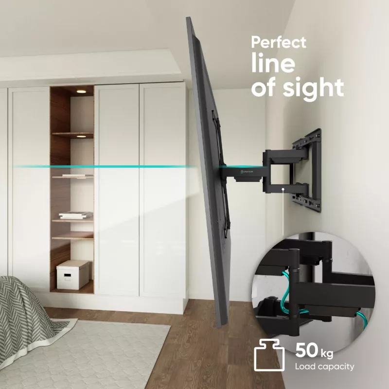 TV floor stand ONKRON SM6-B for 32 inch–90 inch screens, 50 kg capacity, VESA 200x200–600x400, tilt -10–5°, swivel 40°