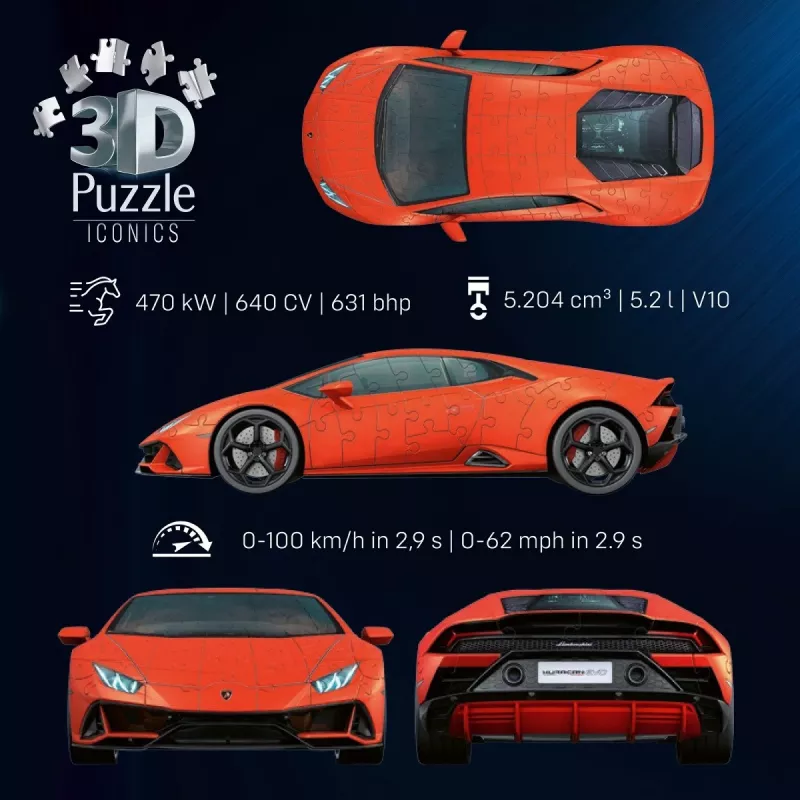 3D Puzzle Ravensburger Lamborghini Huracan EVO — 158 pieces, scale model construction