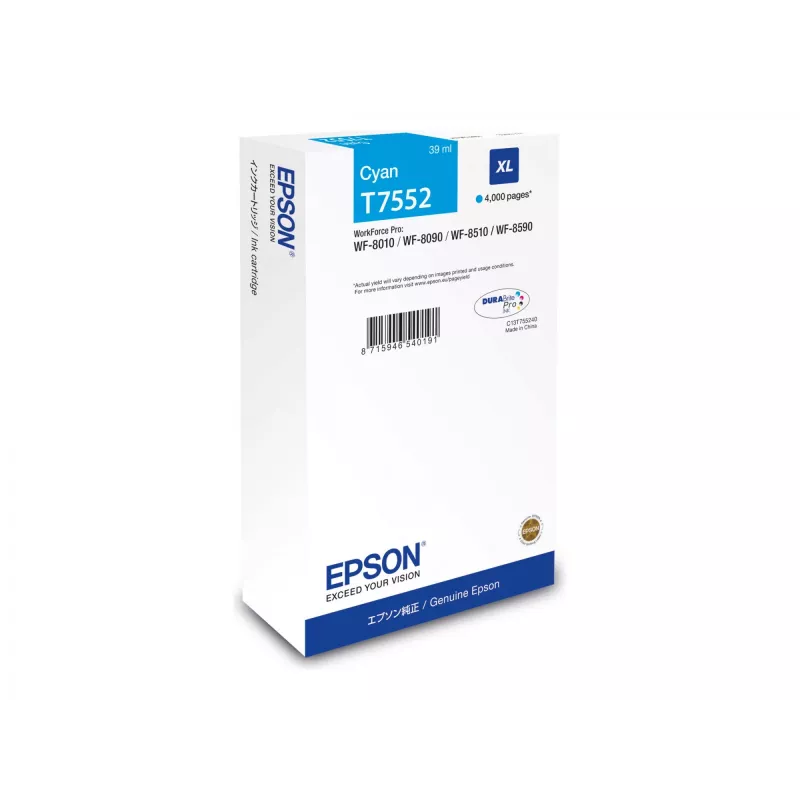 Ink cartridge Epson C13T75524N (Original, XL high-yield) Cyan for WF-8XXX series