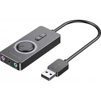External USB 2.0 audio card Vention CDRBF — 16-bit, 44.1–48 kHz, USB-powered, 1 m cable, line-in/line-out