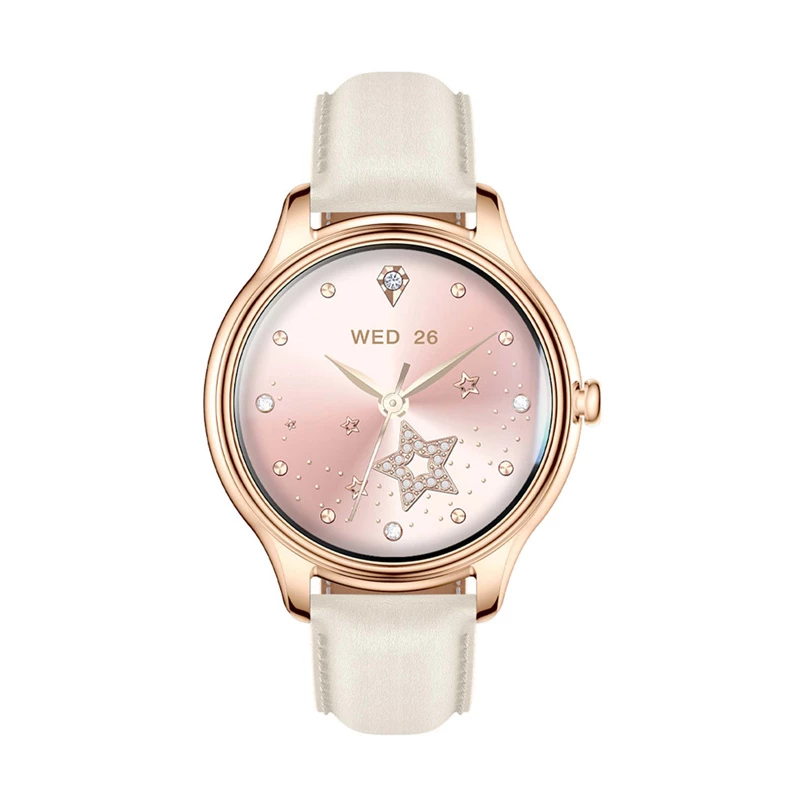 Smartwatch Colmi L28 with Gold Case and Gold Leather Strap
