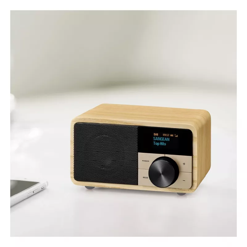Tabletop Radio Sangean DDR-7 Natural Wood FM AM Bluetooth, wooden cabinet, FM/AM tuner, Bluetooth audio