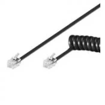Wentronic Goobay Telephone Handset-Coiled Cable CCA (copper-clad aluminium), Black, 7 m - RJ10-Plug (4P4C) to RJ10-Plug (4P4C) (68003)