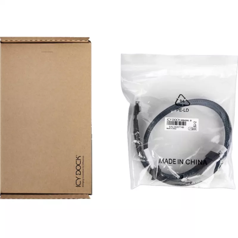 ICY DOCK - MB4026L-B - SlimSAS 4i SFF-8654 to OCuLink 4i SFF-8611 Cable  0,5m
