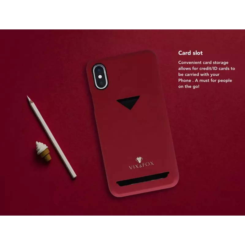 Card slot back shell VixFox for Samsung S9 — ruby red protective back cover with card slot
