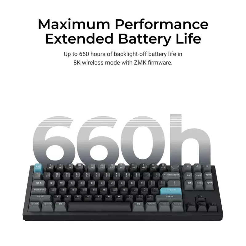 Mechanical 80% QWERTY keyboard Keychron Q3 Ultra 8K — Bluetooth & wired, RGB backlight, Black