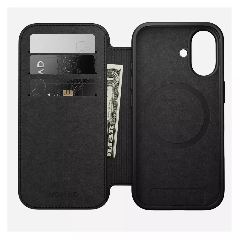 Folio phone case Nomad Modern Leather Folio for Apple, fits up to 16 cm (6.3 inch) screens, Black