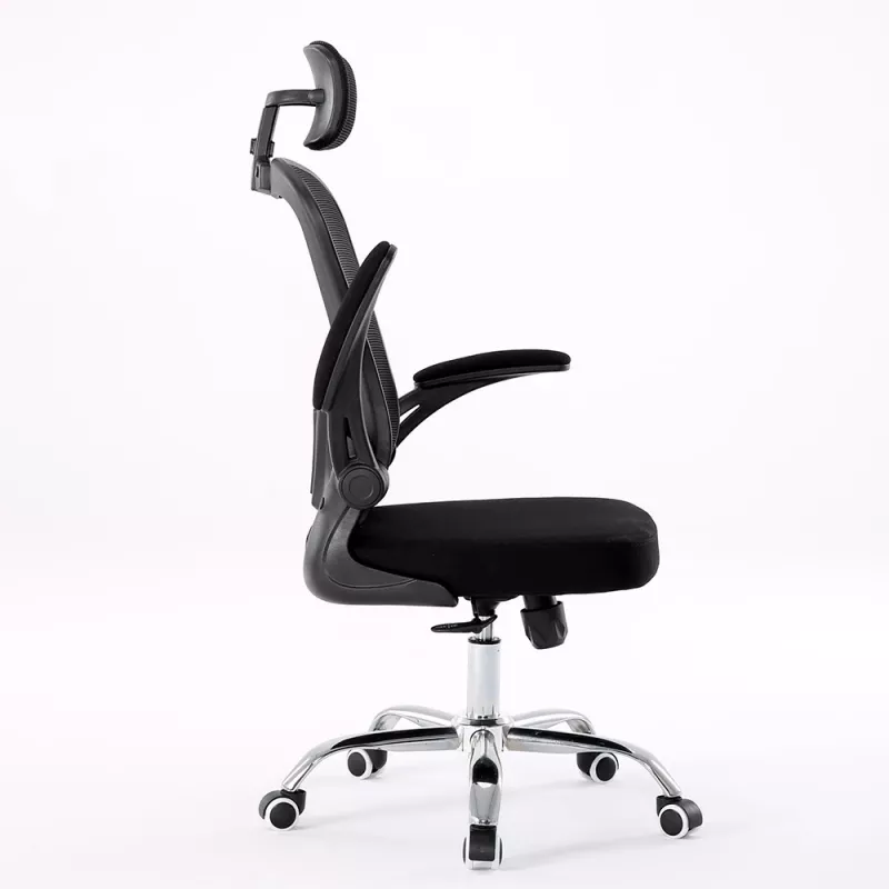 Office chair top e shop DORY CZERŃ — padded seat, mesh backrest, 650×620 mm, height up to 122 cm