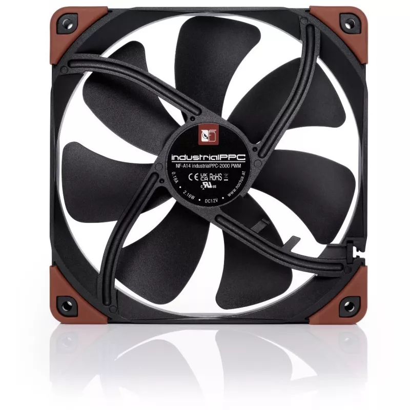 Fan Noctua NF-A14 INDUSTRIALPPC-2000 PWM, 140x25 mm, 12V, PWM, 500–2000 RPM, 182.5 m³/h, IP52, SSO bearing