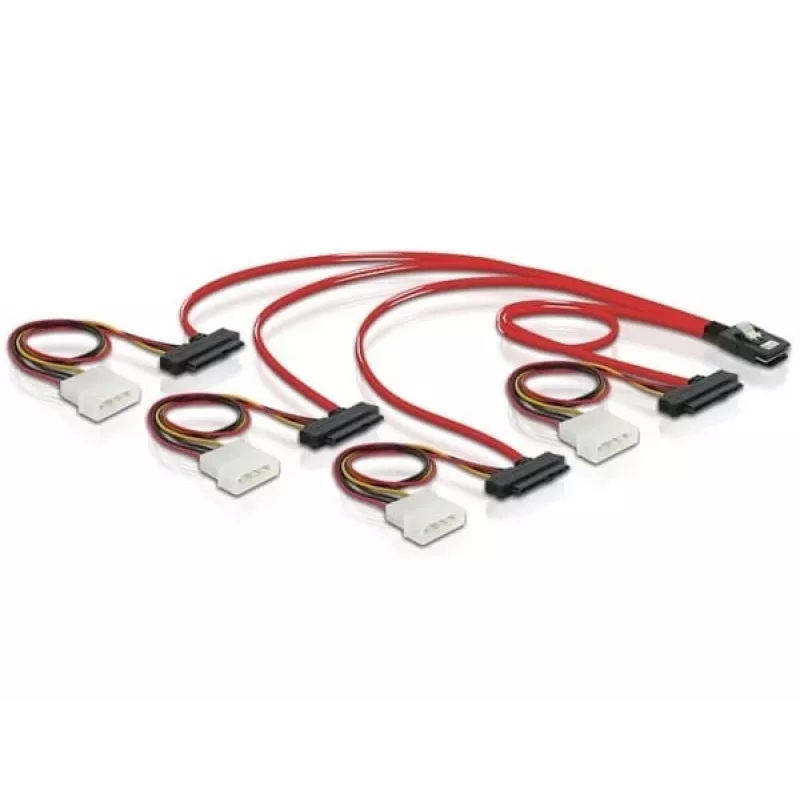 DeLOCK - Internal SAS-Cable (Serial Attached SCSI) - 4-Lane - 36 pin 4i Mini MultiLane - Internal Power Supply, 4-pin, Internal SAS, 29-pin (SFF-8482) - 50 cm (83059)