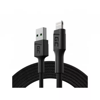 Lightning cable Green Cell KABGC18 — 2 m, Lightning to USB-A, black