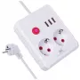 Power strip MACLEAN MCE387 W — 2 sockets, 3×USB A, 110–240V, 2500W, 1.5 m cable, white