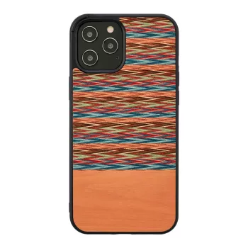 Protective case man and wood for iPhone 12 Pro Max — brown check with black accents