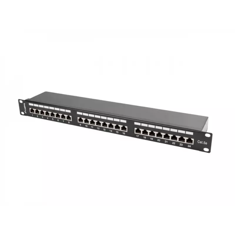 Lanberg PPS5-1024-B 24-Port Cat5e Shielded Patch Panel 1U 19 inch Rack Mount Black