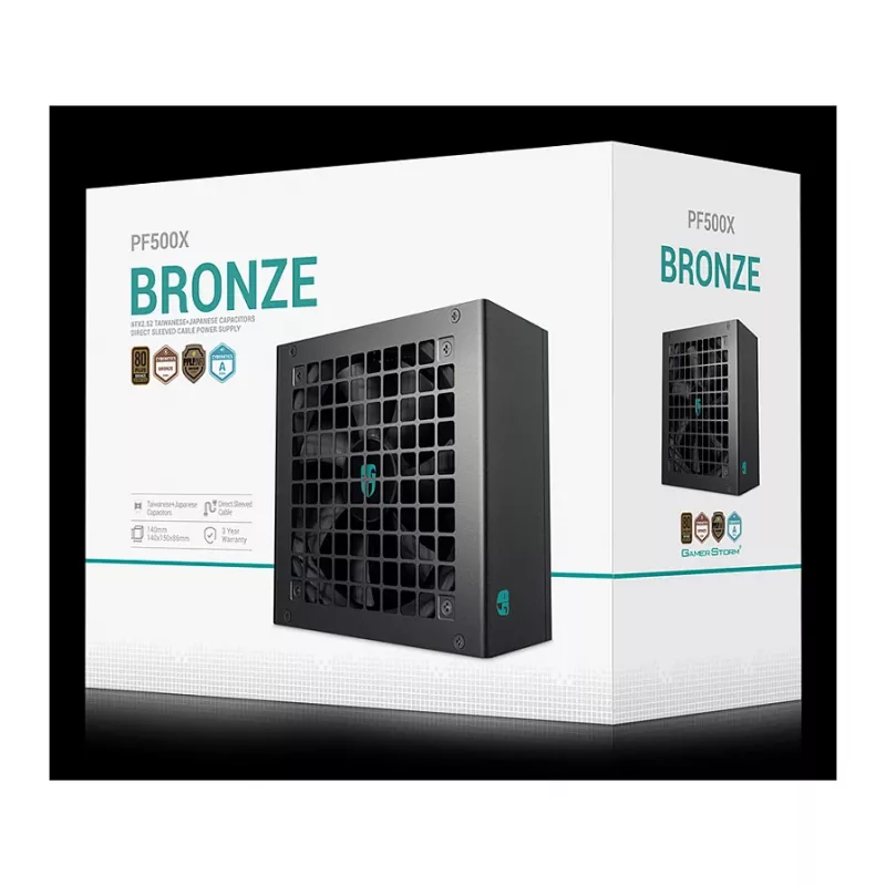 Power supply unit DeepCool PF500X 500 W, ATX, 80 PLUS Bronze, 120 mm fan, 24-pin MB, 6×SATA, 2×PCIe