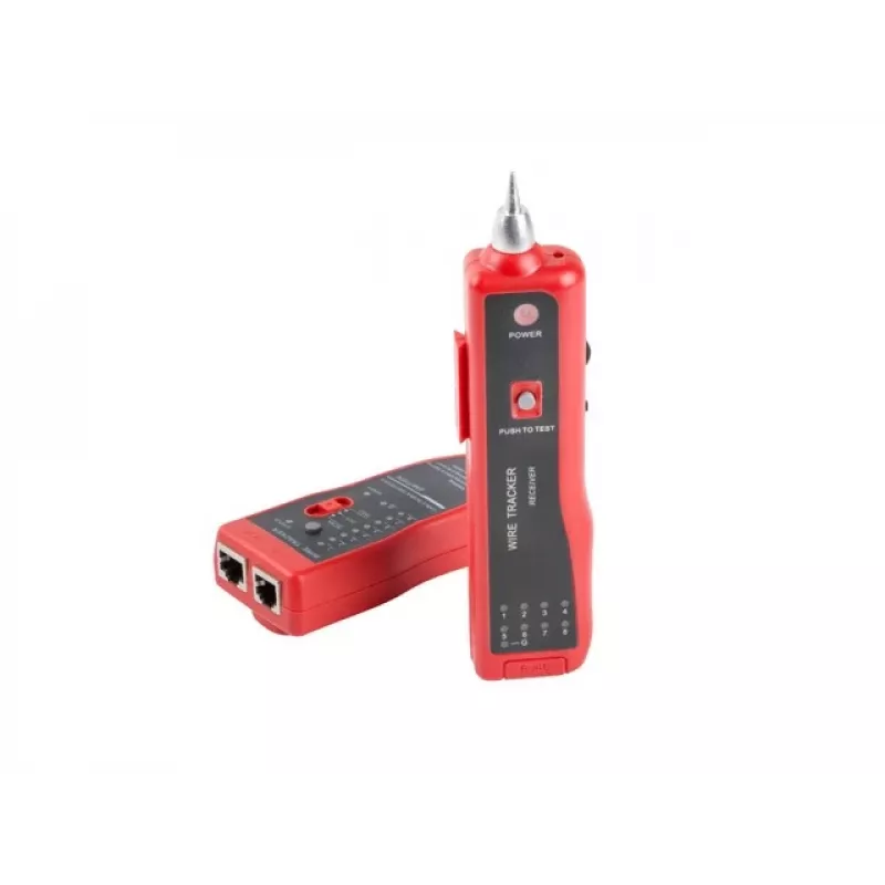 LANBERG network cable tester NT-0501 — RJ-11/RJ-12/RJ-45 support, max length 250 m, built-in battery, LED indicators, black