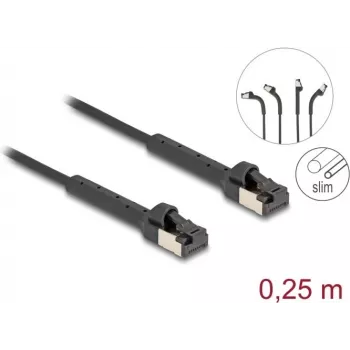 Network Cable DeLOCK RJ45 Slim Cat.8.1 U/FTP 0.25m Black