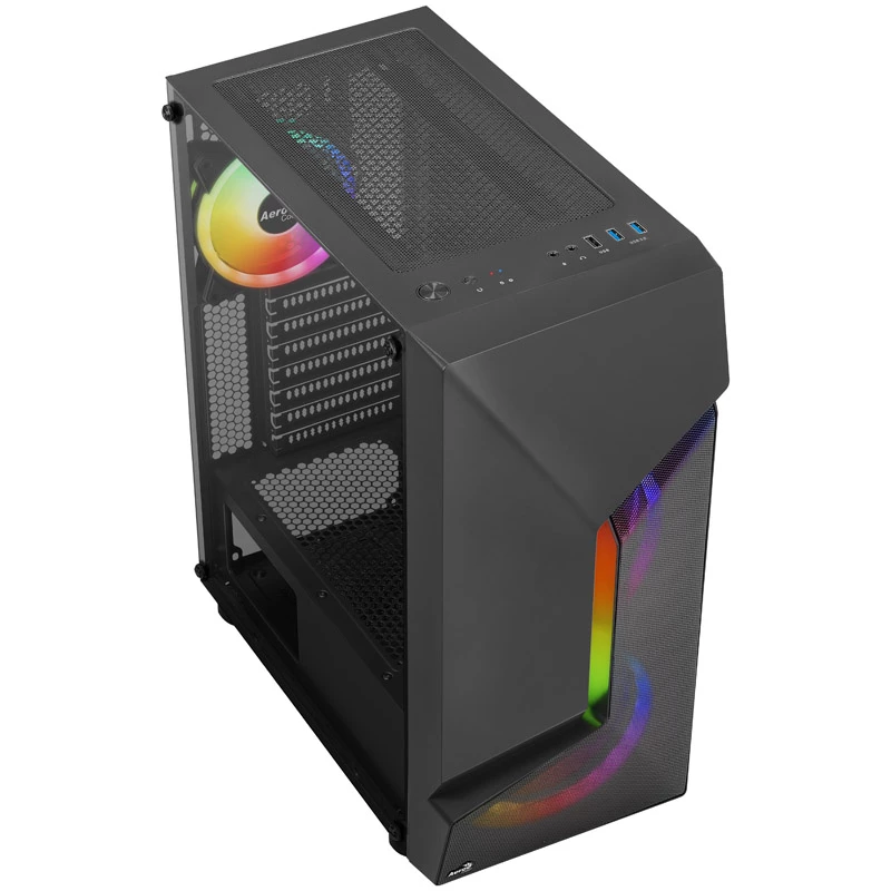 Aerocool Scape-G-BK-v2 Midi-Tower, Tempered Glass, FRGB - black