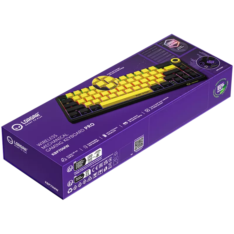 Mechanical gaming keyboard LORGAR KBP70MW 65% Black Yellow EN layout