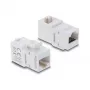 Keystone coupler DELOCK RJ45 jack-to-jack Cat.6A 90° angled UTP white, flat 16.9×33.1×19.9 mm