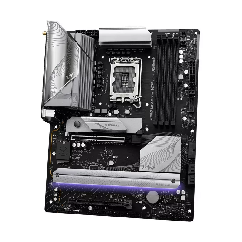 Motherboard ASRock B860 LiveMixer WiFi — Intel B860, LGA 1851, ATX, DDR5, 4 DIMM, Wi‑Fi 6E, 2.5Gb LAN