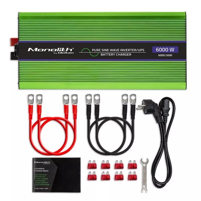 Car inverter Qoltec Monolith 6000 W Green 12 V